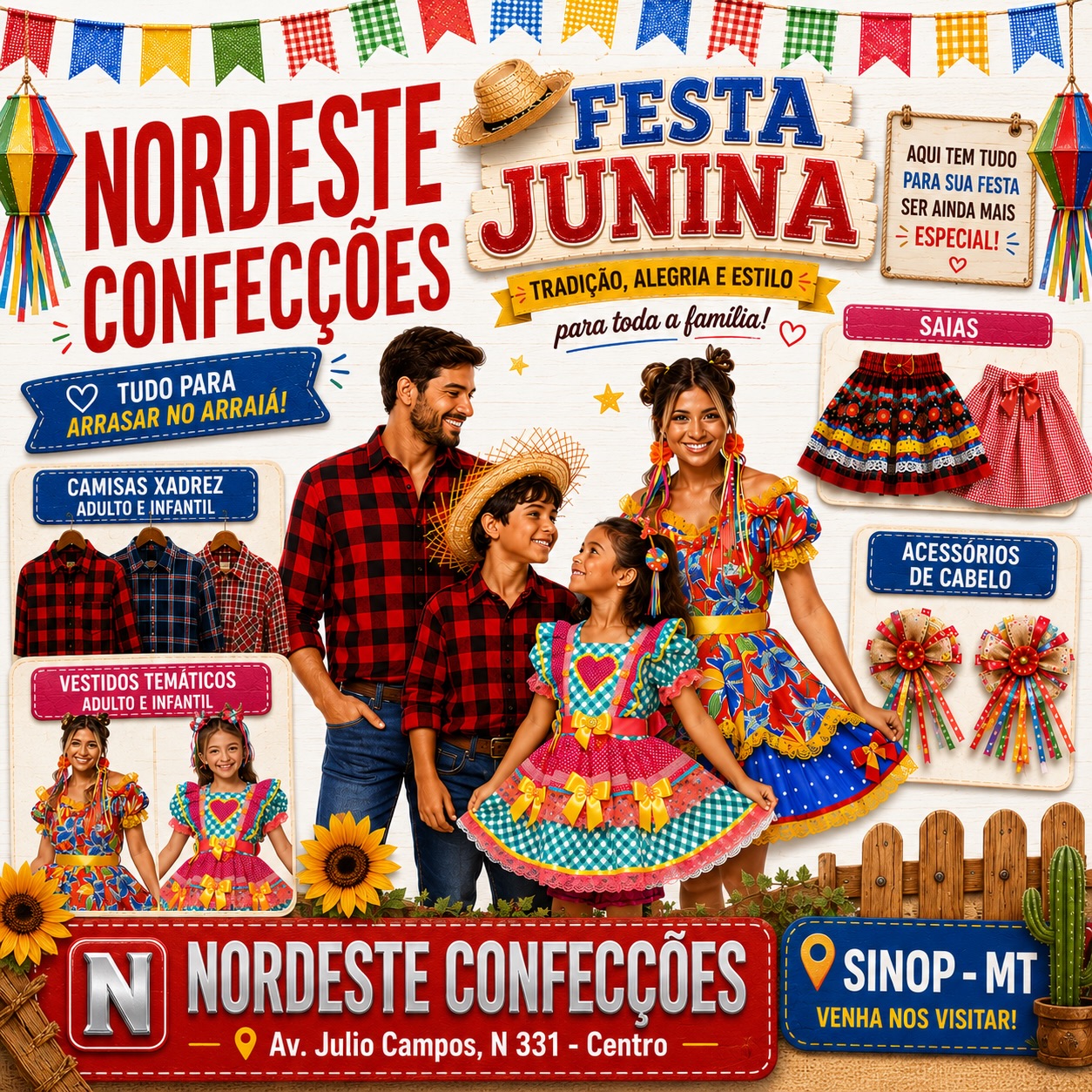 Festa junina e datas especiais na Nordeste Confecções em Sinop